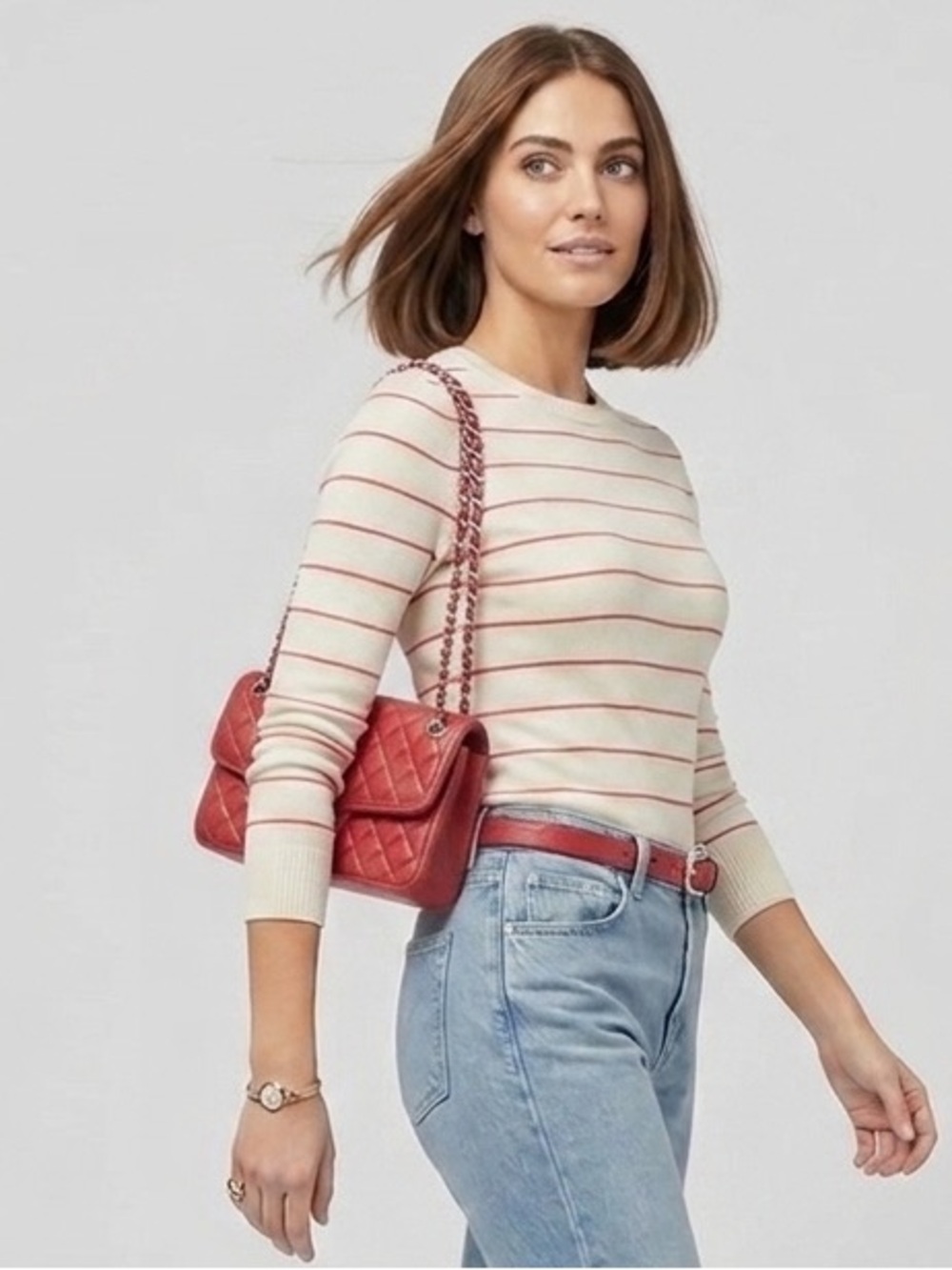 REBECCA MINKOFF Red Leather Quilted Chain Shoulder Bag - Picture 2 of 12